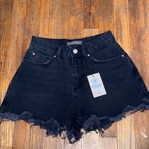black jean shorts